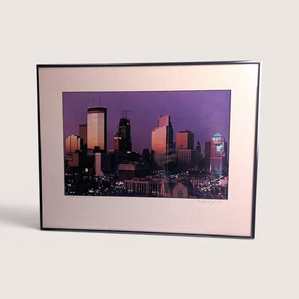Vintage 1987 Rick Gravrok Signed Minneapolis Skyline Photograph